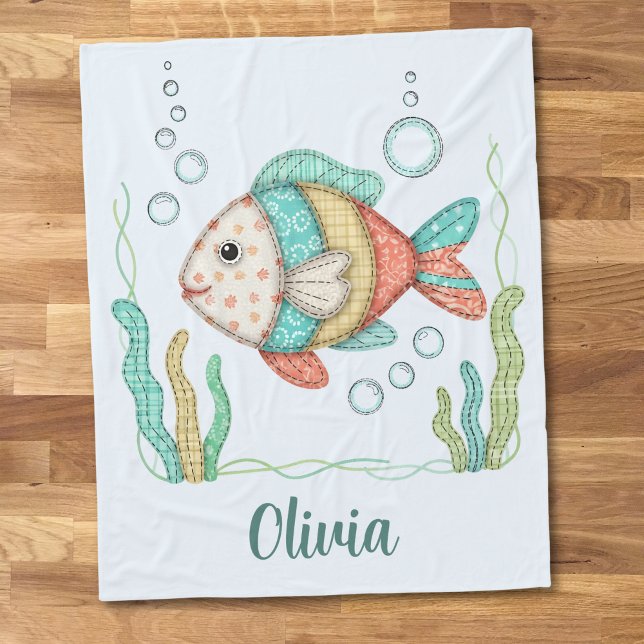 Cobertor De Velo Peixe Charmoso em Patchwork (Criador carregado)