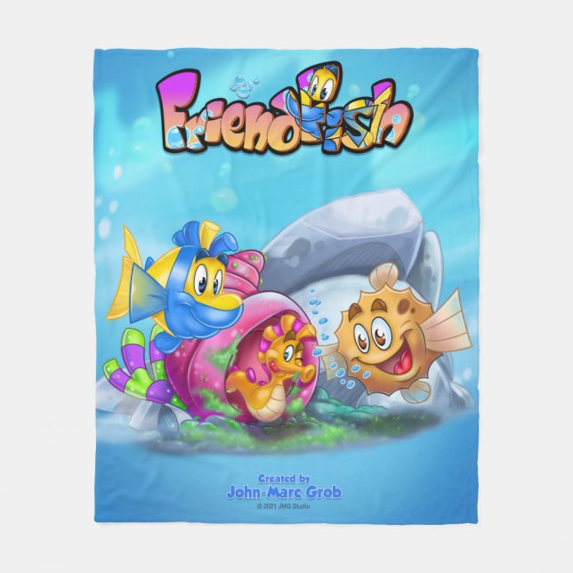 Cobertor De Velo Peixe de desenho animado fofo Amigo  (Frente)