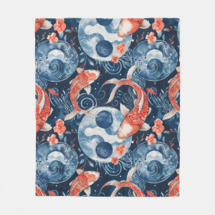 Cobertor De Velo Peixe Japonês Em Aquarela
