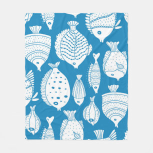 Cobertor De Velo Peixe Vintage: Conjunto de Ilustração Decorativo.