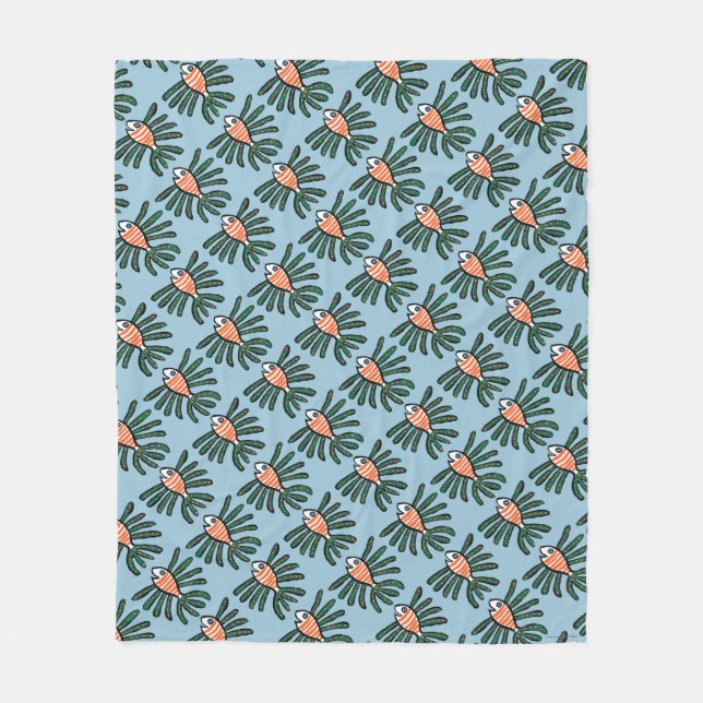 Cobertor De Velo Peixes gêmeos verdes e alaranjados da aleta (Frente)