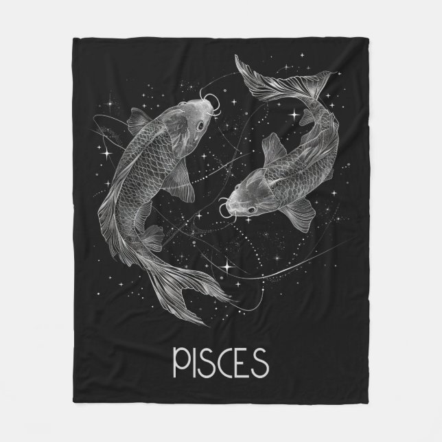 Cobertor De Velo Peixes Zodiac Constelação Fleece Blanket (Frente)
