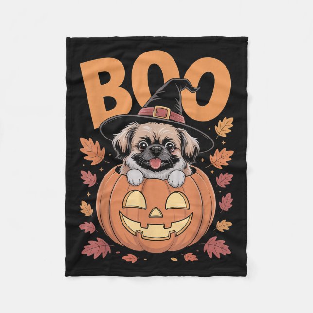 Cobertor De Velo Peke Costume On Pumpkin Halloween Pekingese  (Frente)