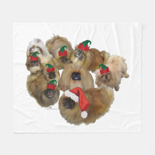 Cobertor De Velo Pekingese Christmas Group