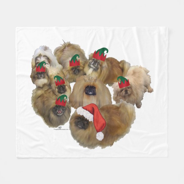 Cobertor De Velo Pekingese Christmas Group (Frente (Horizontal))