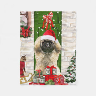 Cobertor De Velo Pekingese Dog Christmas