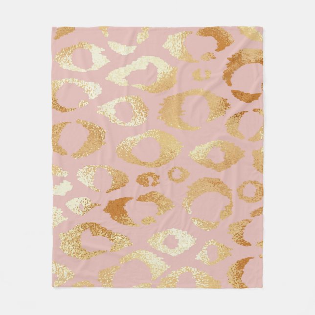 Cobertor De Velo Pele-leopardo, textura de ouro-rosa (Frente)