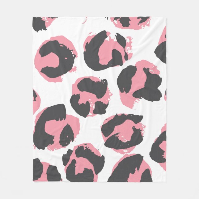Cobertor De Velo Pelt Leopardo: Textura Rosa Preta (Frente)