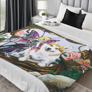 Cobertor De Velo Pembroke Welsh Corgi Fairy Fantasy
