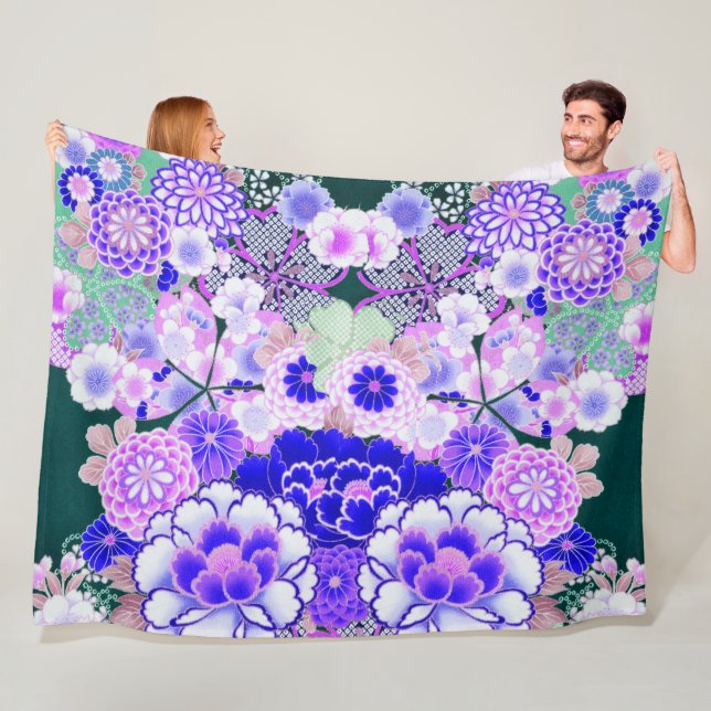 Cobertor De Velo PÊMICA BRANCA AZUL, FLORES Japoneses Rosas (In Situ)