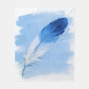 Cobertor De Velo Pena Azul Céu Arte Boho Aquarela Minimalista