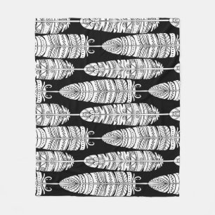 Cobertor De Velo Penas boho: padrão preto e branco