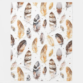 Cobertor De Velo Penas Nativas Tribais de Creme Castanho