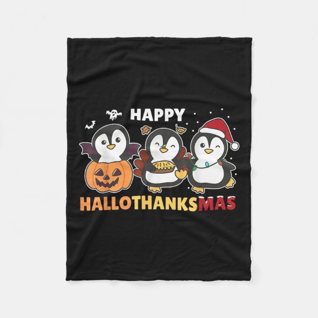 Cobertor De Velo Penguin Christmas Halloween Costume Happy Hallotha (Frente)
