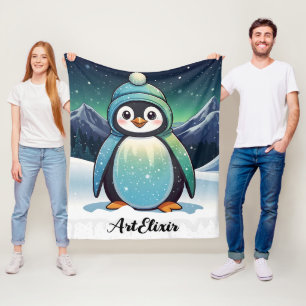 Cobertor De Velo Penguin Cute Kawaii Stary Background Impressão
