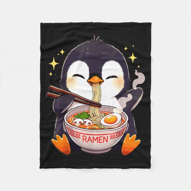 Cobertor De Velo Penguin Eating Ramen  (Frente)