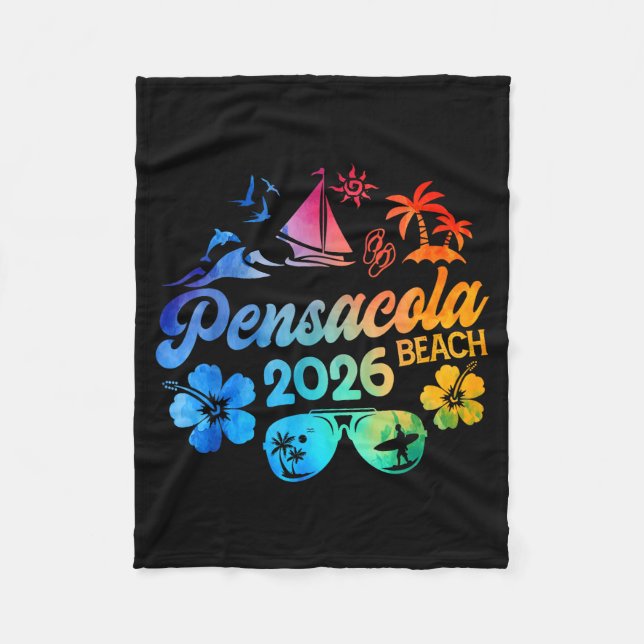 Cobertor De Velo Pensacola Beach Florida 2026 Vacation Tie Dye Summ (Frente)