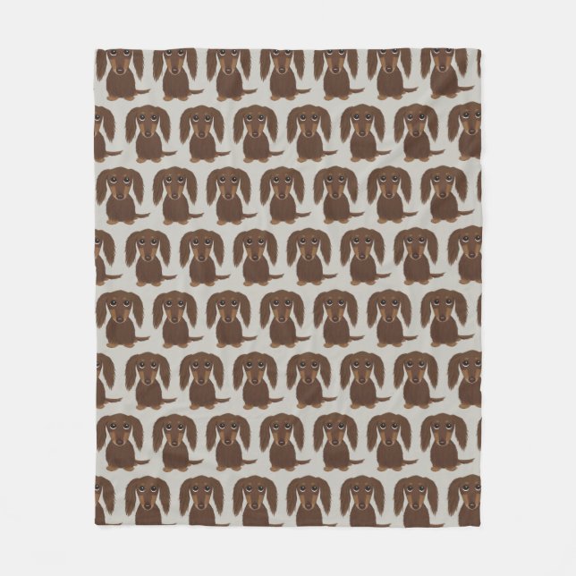 Cobertor De Velo Penteado Chocolate Dachshund | Caninos (Frente)