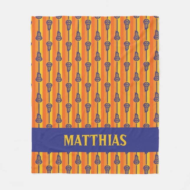 Cobertor De Velo Pentes e tiras de Lacrosse Retro Laranja e Roxo (Frente)