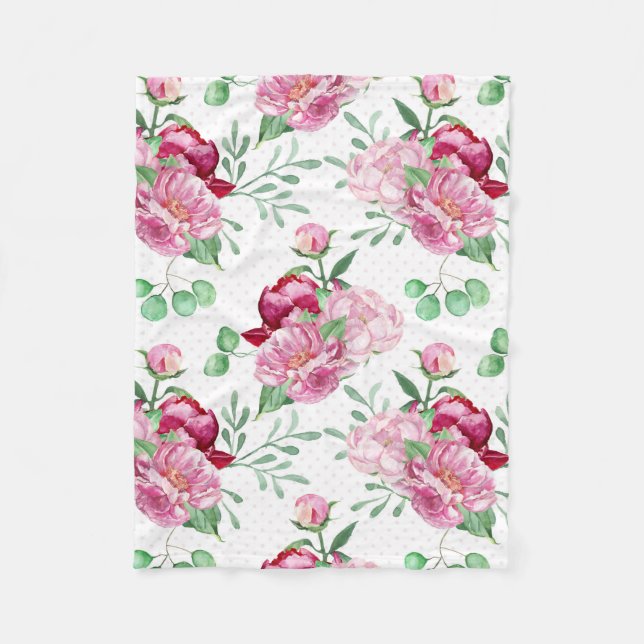 Cobertor De Velo peônias cor-de-água rosa (Frente)