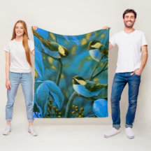 Pequenas aves amarelas azuis