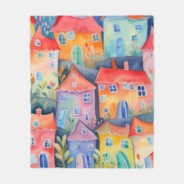 Cobertor De Velo Pequenas casas de pastel de cor suave, cor pacífic