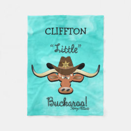 Cobertor De Velo Pequeno Buckaroo, Longhorn Steer Fleece Blanket