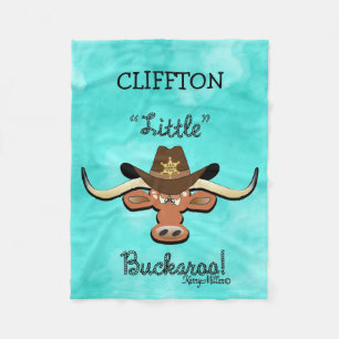 Cobertor De Velo Pequeno Buckaroo, Longhorn Steer Fleece Blanket