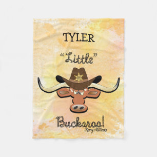 Cobertor De Velo Pequeno Buckaroo, Longhorn Steer Fleece Blanket
