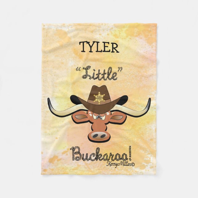 Cobertor De Velo Pequeno Buckaroo, Longhorn Steer Fleece Blanket (Frente)