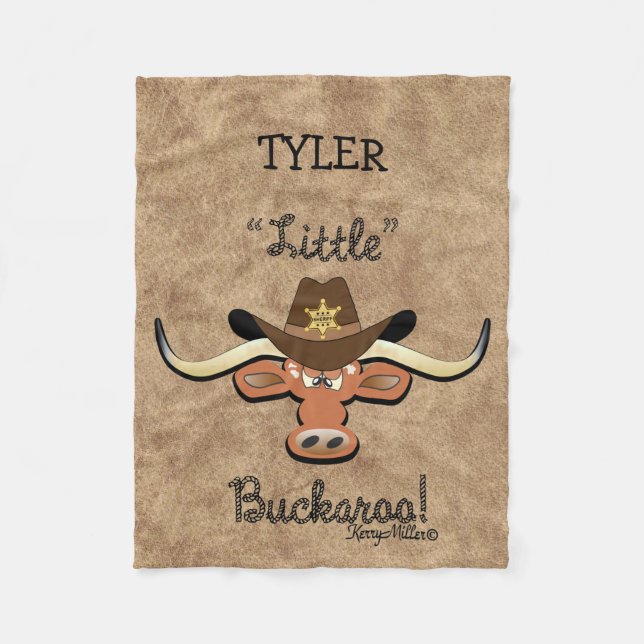 Cobertor De Velo Pequeno Buckaroo, Longhorn Steer Fleece Blanket (Frente)