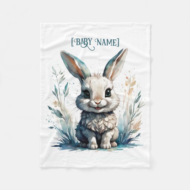 Cobertor De Velo Pequeno Coelho Azul Personalizado (Frente)