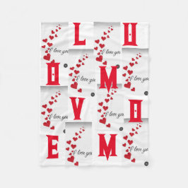 COBERTOR DE VELO PEQUENO CORAÇÃO COM EU AMO-NOS EM BOLETINS DE CARN