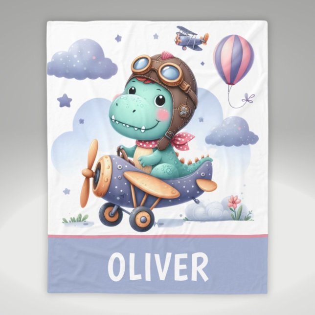 Cobertor De Velo Pequeno Dinossauro Gelado Voando Avião Roxo (Criador carregado)
