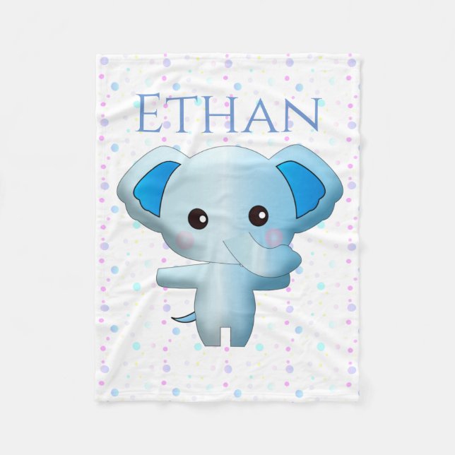 Cobertor De Velo Pequeno Elefante Azul (Frente)