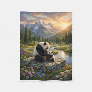 Cobertor De Velo Pequeno Panda Sentado Entre Flores Na Natureza Fle
