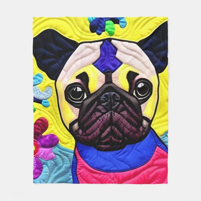 Cobertor De Velo Pequeno Pug Puppy Como Design (Frente)