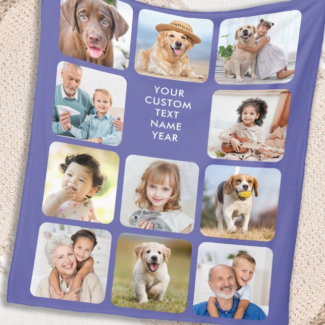 Cobertor De Velo Periwinkle de Colagem de Foto Personalizada Modern (Criador carregado)