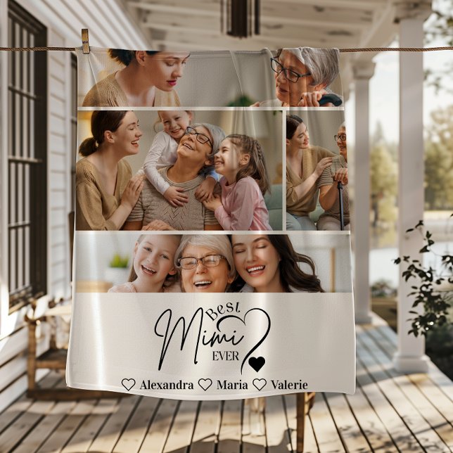 Cobertor De Velo Peronalized 4 Photo Best Mimi Ever Minimalis (Criador carregado)