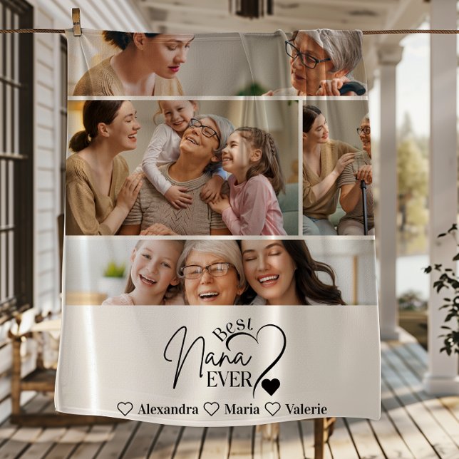 Cobertor De Velo Peronalized 4 Photo Best Nana Ever Minimalis (Criador carregado)