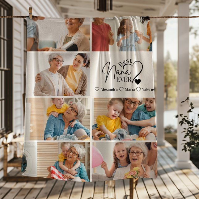 Cobertor De Velo Peronalized 7 Photo Best Nana Ever Minimalist (Criador carregado)