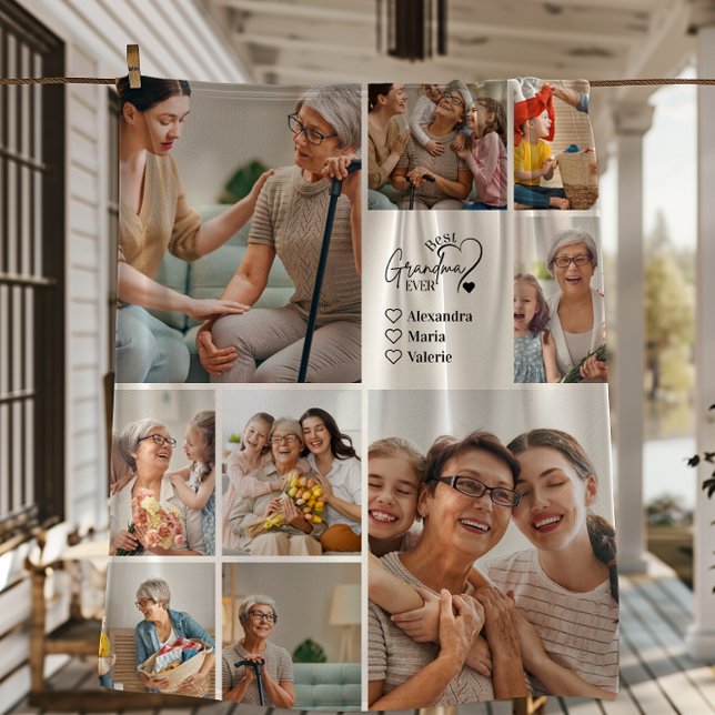 Cobertor De Velo Peronalized 9 Photo Best Grandma Ever Minimalist (Criador carregado)