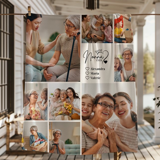 Cobertor De Velo Peronalized 9 Photo Best Nonna Ever Minimalist (Criador carregado)