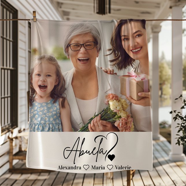 Cobertor De Velo Peronalized Photo Abuela Minimalist Line Art (Criador carregado)