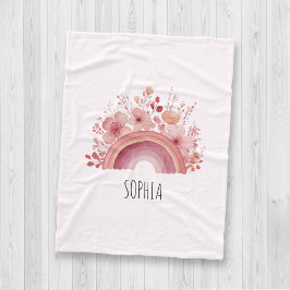 Cobertor De Velo Personalised Floral Rainbow Kids Custom Name