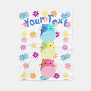 Cobertor De Velo Personalização de Hamsters Kawaii Cute Triplo