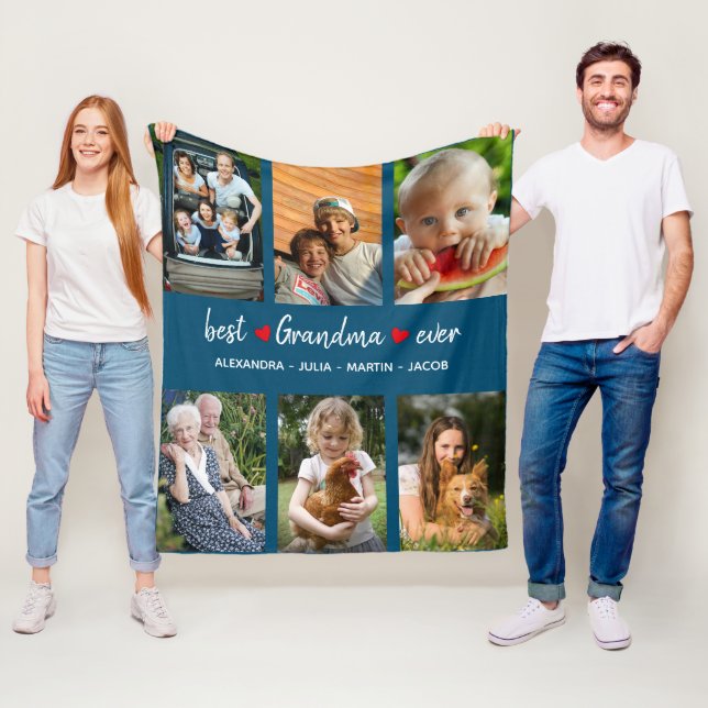 Cobertor De Velo Personalizada A Melhor Avó De 6 Fotografias (In Situ)