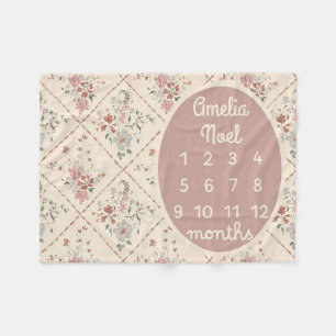 Cobertor De Velo Personalizada Garota do Bebê - Milestone Personali