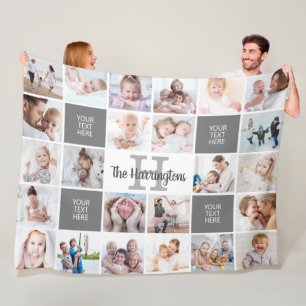 Cobertor De Velo Personalizada para Colagem de Fotos do Monograma 2