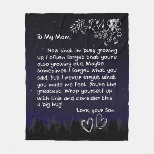 Cobertor De Velo Personalizada Para Minha Mãe Carta De Amor Do Fil